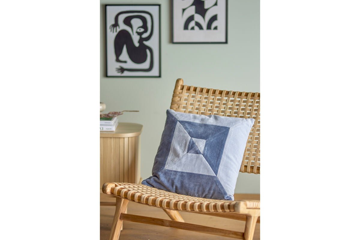Zierkissen Skagen – Samtpatchwork in Blautönen