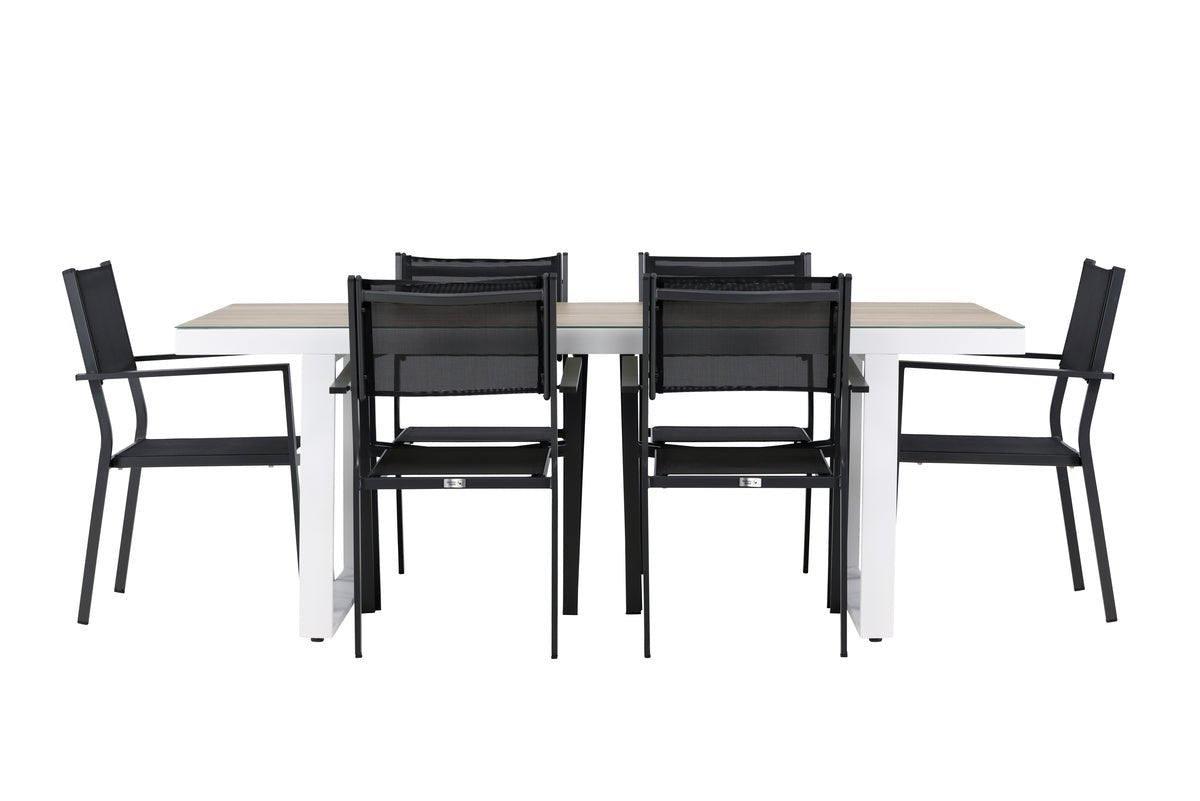 Garten Essgruppe Silva – 7-teiliges Gartenmöbel-Set in Schwarz/Weiß