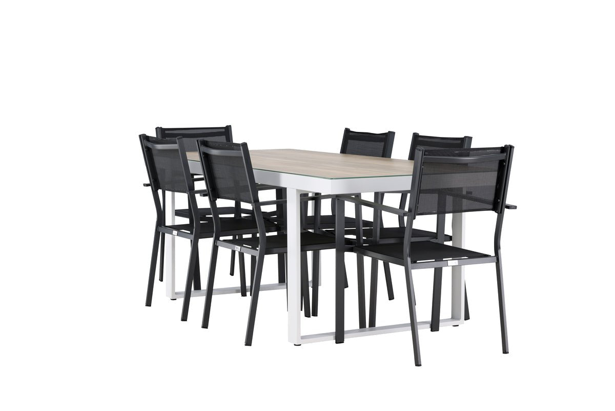 Garten Essgruppe Silva – 7-teiliges Gartenmöbel-Set in Schwarz/Weiß