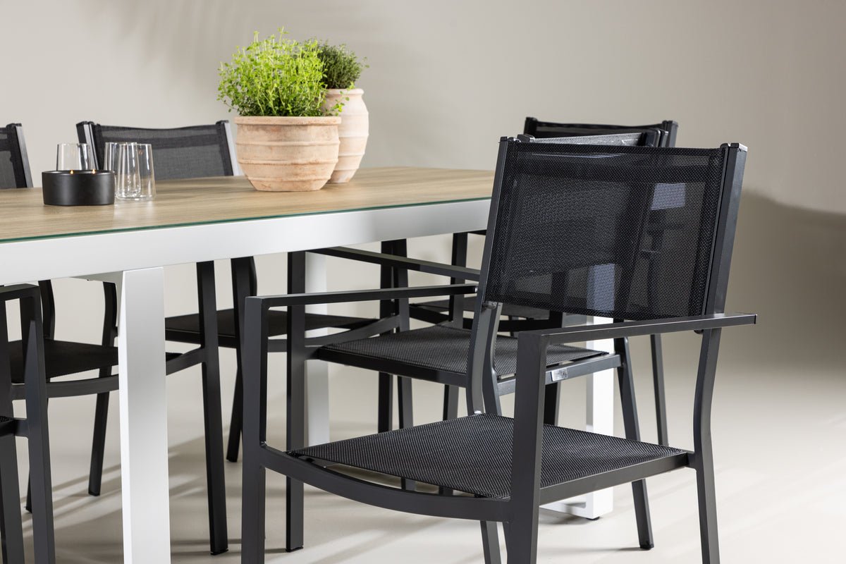 Garten Essgruppe Silva – 7-teiliges Gartenmöbel-Set in Schwarz/Weiß