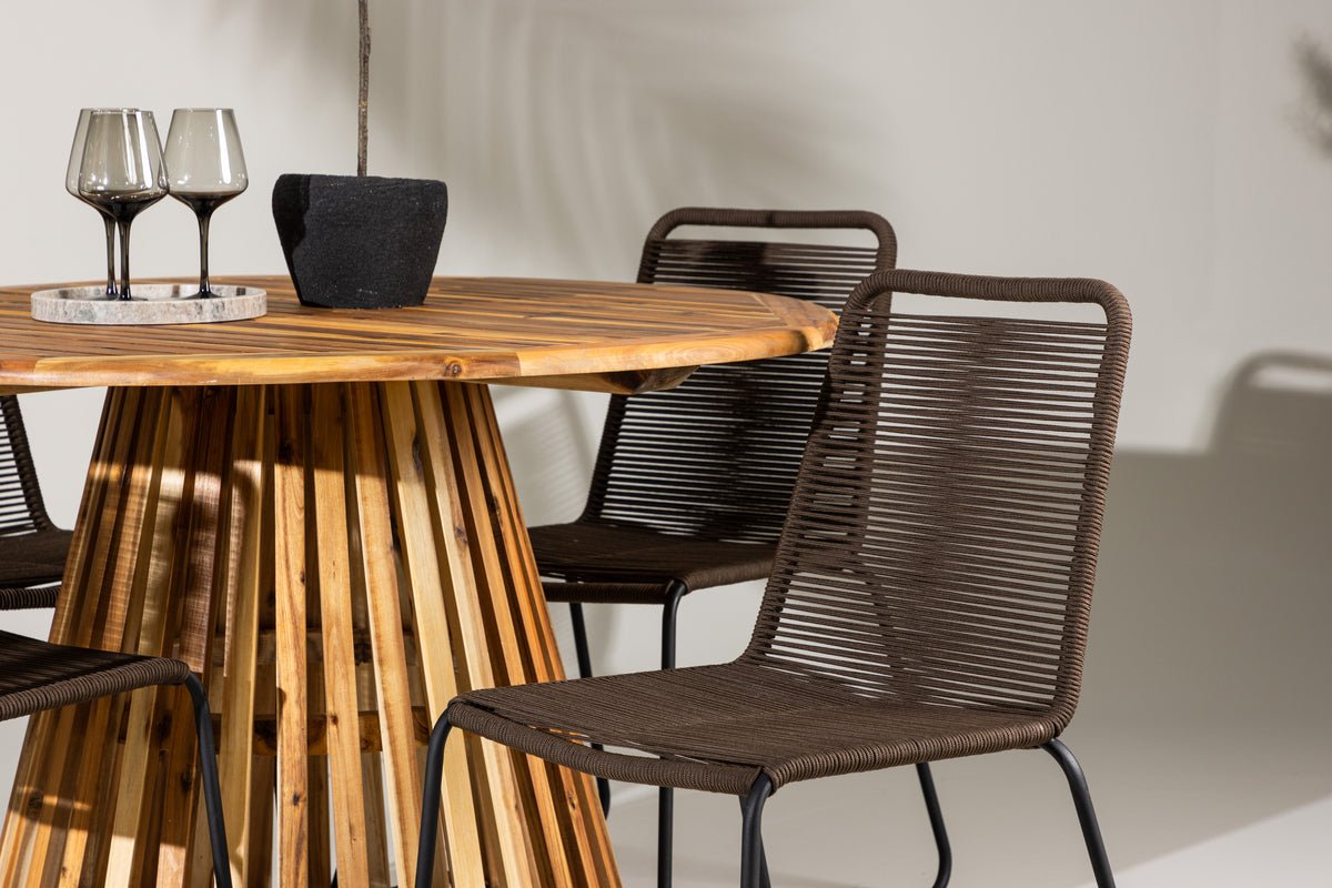 Garten Essgruppe Amano – 5-teiliges Gartenmöbel-Set mit rundem Tisch in 2 Farben