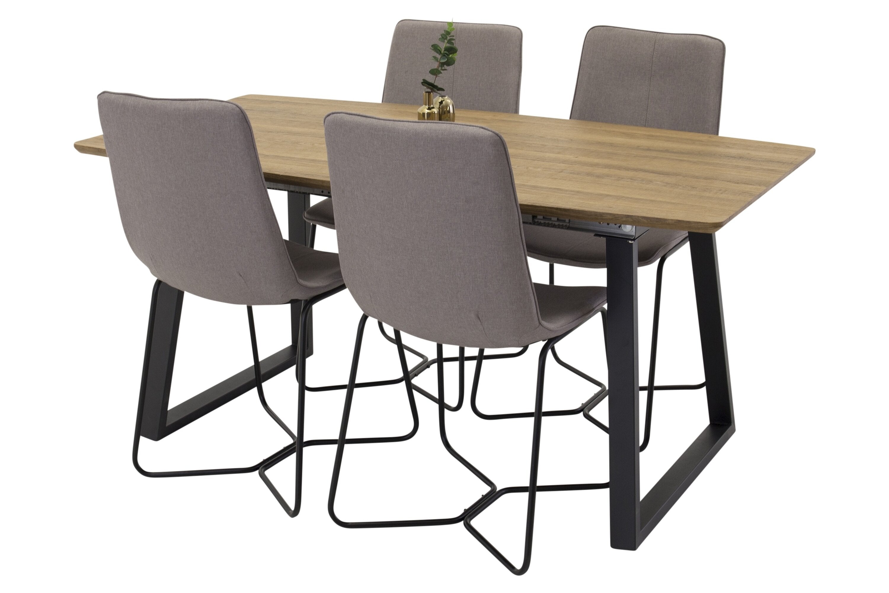 Garten Essgruppe Loftia - Tisch mit Holzplatte und vier Stühlen