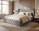 Designer Polsterbett Marlo in Samt – Grau