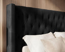 Designer Polsterbett Marlo in Samt – Schwarz