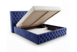 Designer Polsterbett Marlo in Samt – Blau