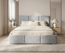 Designer Polsterbett Miro in Samt mit Stauraum – Grau
