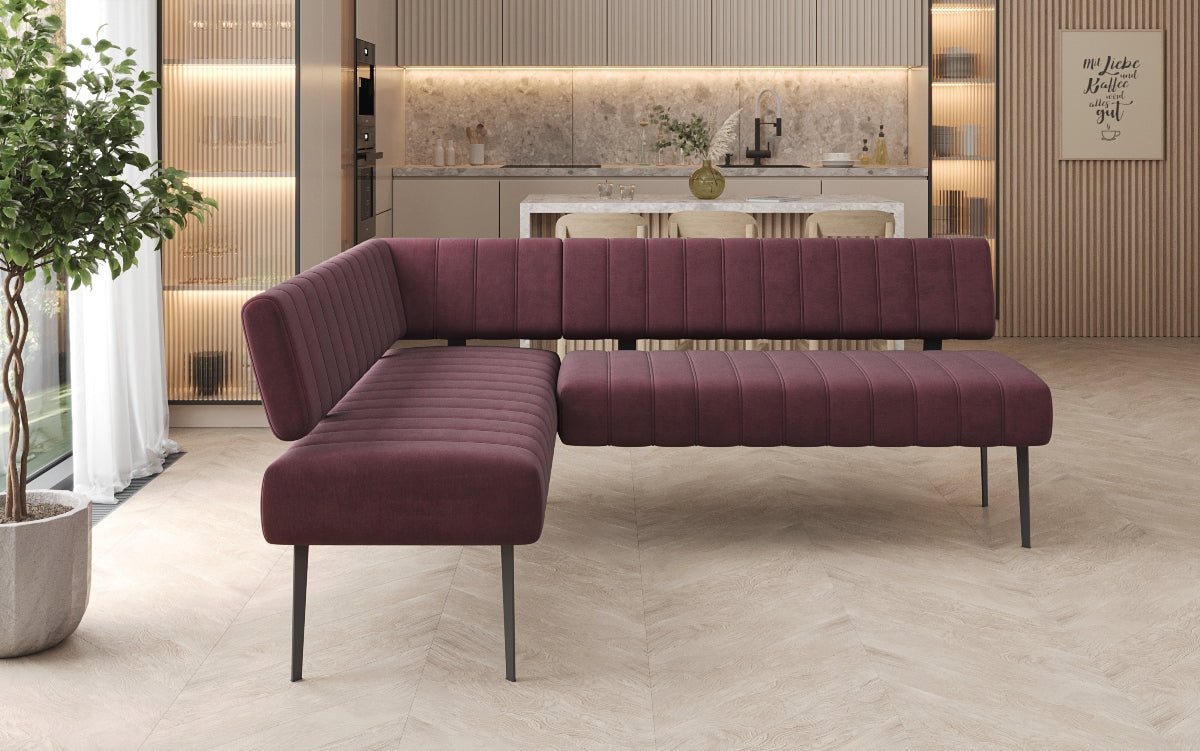 Gepolsterte Essbank Montero aus wasserabweisendem Samt mit Metallbeinen