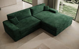 Designer Ecksofa Lugo in Cord – Grün – Rechts