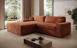 Designer Ecksofa Lugo in Cord – Orange – Links