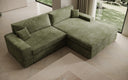 Designer Ecksofa Lugo in Cord – Salbei – Rechts