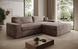 Designer Ecksofa Lugo in Cord – Blush – Rechts