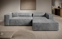 Designer Ecksofa Vasto in Cord – Hellgrau – Rechts