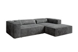 Designer Ecksofa Vasto in Cord – Hellgrau – Rechts
