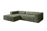 Designer Ecksofa Vasto in Cord – Salbei – Links