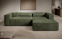 Designer Ecksofa Vasto in Cord – Olive – Rechts