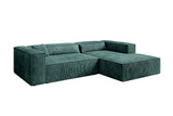 Designer Ecksofa Vasto in Cord – Petrol – Rechts