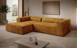 Designer Ecksofa Vasto in Cord – Amber – Links