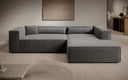 Designer Ecksofa Vasto in Strukturstoff – Grau – Rechts