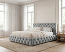 Designer Polsterbett Nino in Samt – Grau