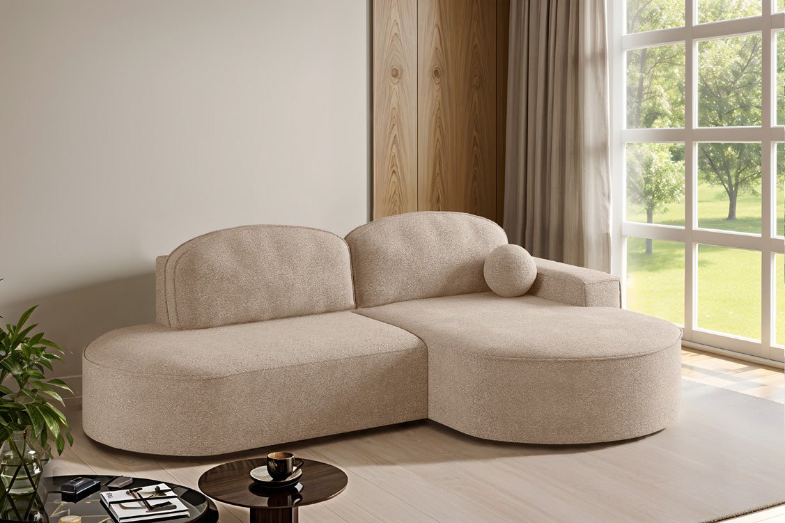 Designer Sofa Lenny Bouclé mit Schlaf- und Klappfunktion