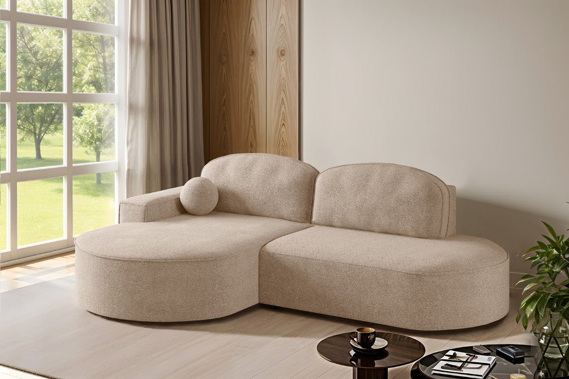 Designer Sofa Lenny Bouclé mit Schlaf- und Klappfunktion