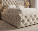 Designer Polsterbett Ria in Samt mit Stauraum – Beige