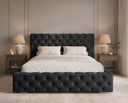 Designer Polsterbett Ria in Samt mit Stauraum – Schwarz