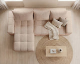 Designer Ecksofa Arvo in Bouclé mit Schlaffunktion & Stauraum – Beige – Links