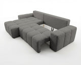 Designer Ecksofa Arvo in Bouclé mit Schlaffunktion & Stauraum – Grau – Links