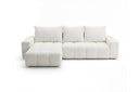 Designer Ecksofa Arvo in Bouclé mit Schlaffunktion & Stauraum – Weiß – Links