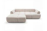 Designer Ecksofa Corso in Samt mit Schlaffunktion & Stauraum – Beige – Links
