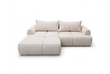 Designer Ecksofa Corso in Samt mit Schlaffunktion & Stauraum – Beige – Links