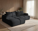 Designer Ecksofa Corso in Samt mit Schlaffunktion & Stauraum – Schwarz – Links