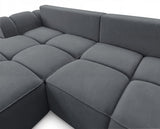 Designer Ecksofa Corso in Samt mit Schlaffunktion & Stauraum – Grau – Links