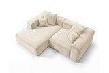 Designer Ecksofa Reno in Samt – Beige – Links