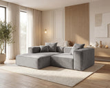 Designer Ecksofa Reno in Samt – Grau – Links
