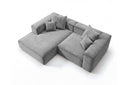 Designer Ecksofa Reno in Samt – Grau – Links