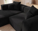 Designer Ecksofa Reno in Samt – Schwarz – Links