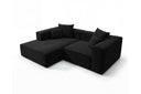 Designer Ecksofa Reno in Samt – Schwarz – Links
