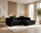 Designer Ecksofa Reno in Samt – Schwarz – Rechts