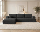 Designer Ecksofa Vanto in Bouclé – Anthrazit – Links