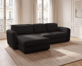 Designer Ecksofa Tino in Strukturstoff – Schwarz – Links