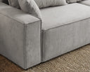 Designer 3 Sitzer Sofa Rego in Samt mit Schlaffunktion & Stauraum – Hellgrau