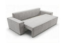 Designer 3 Sitzer Sofa Rego in Samt mit Schlaffunktion & Stauraum – Hellgrau