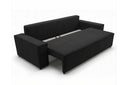 Designer 3 Sitzer Sofa Rego in Samt mit Schlaffunktion & Stauraum – Schwarz