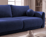 Designer 3 Sitzer Sofa Nora in Samt mit Schlaffunktion & Stauraum – Blau