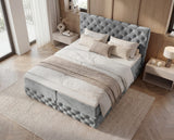 Boxspringbett Castella Samt mit Stauraum – Grau
