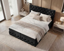 Boxspringbett Castella Samt mit Stauraum – Schwarz