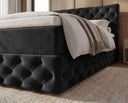 Boxspringbett Castella Samt mit Stauraum – Schwarz