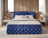 Boxspringbett Castella Samt mit Stauraum – Blau